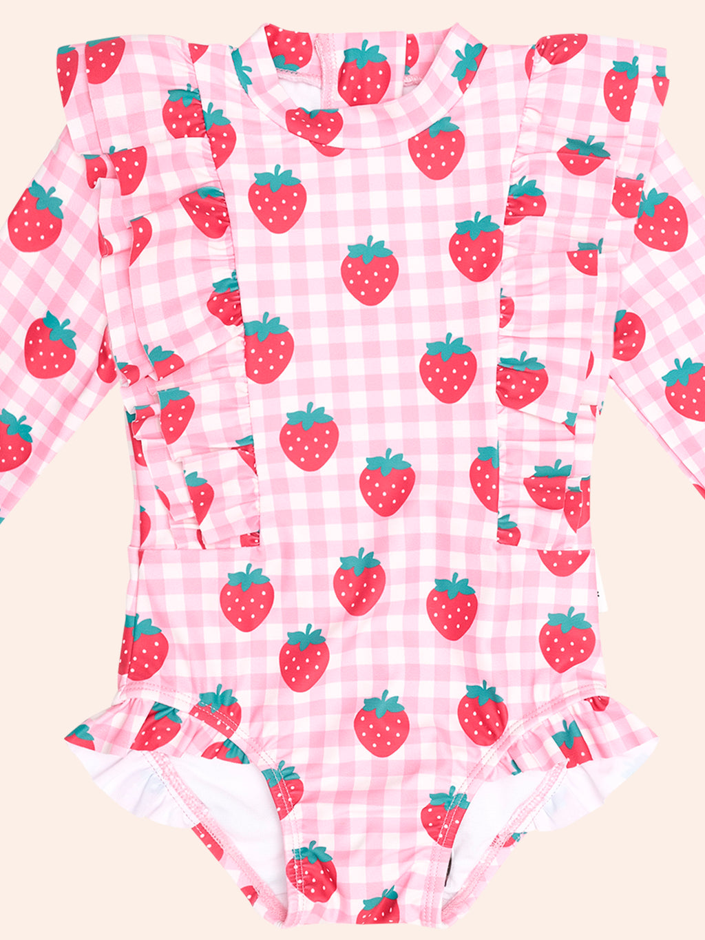 Huxbaby Strawberry Check Frill Swimsuit