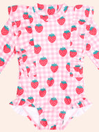 Huxbaby Strawberry Check Frill Swimsuit