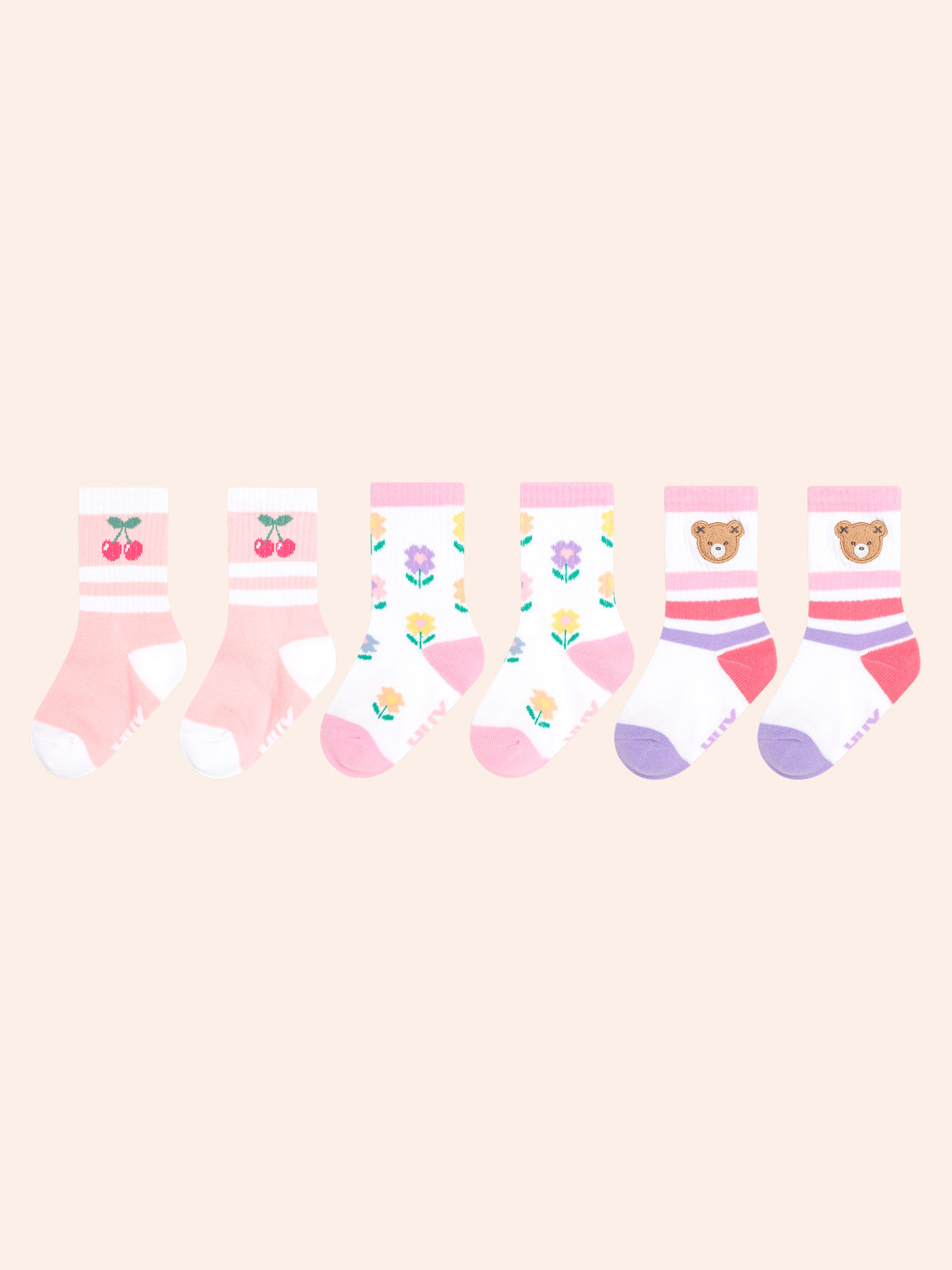 Huxbaby 3 Pack Girls Sports Socks