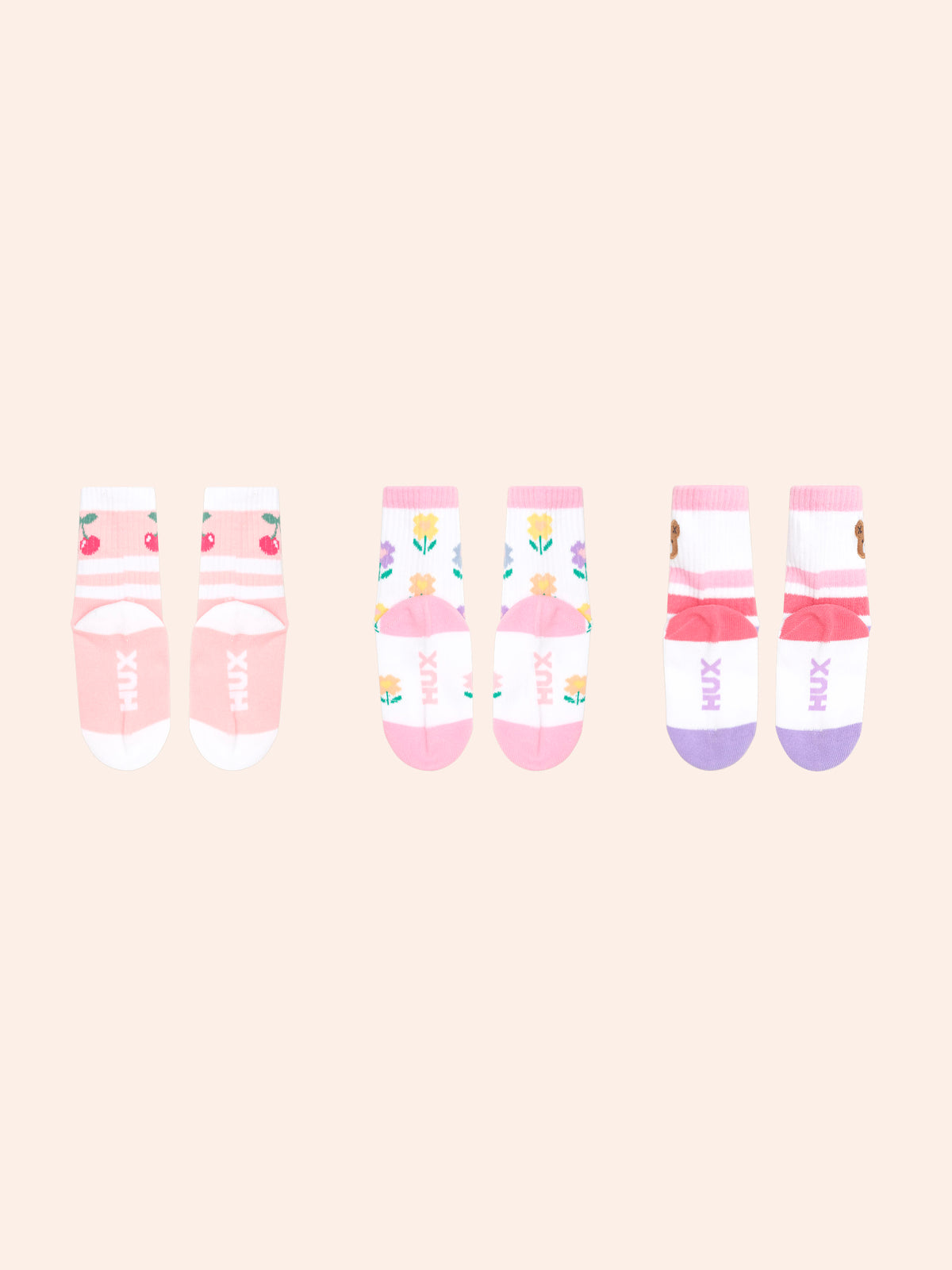 Huxbaby 3 Pack Girls Sports Socks