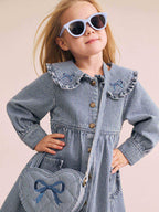 Huxbaby Stripe Denim Bow Heart Handbag