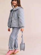 Huxbaby Stripe Denim Bow Heart Handbag