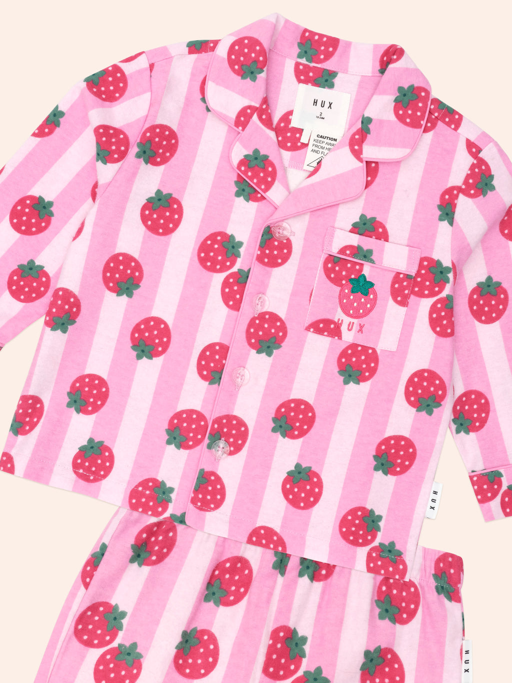 Huxbaby Strawberry Fields Forever Stripe Flannel PJ Set
