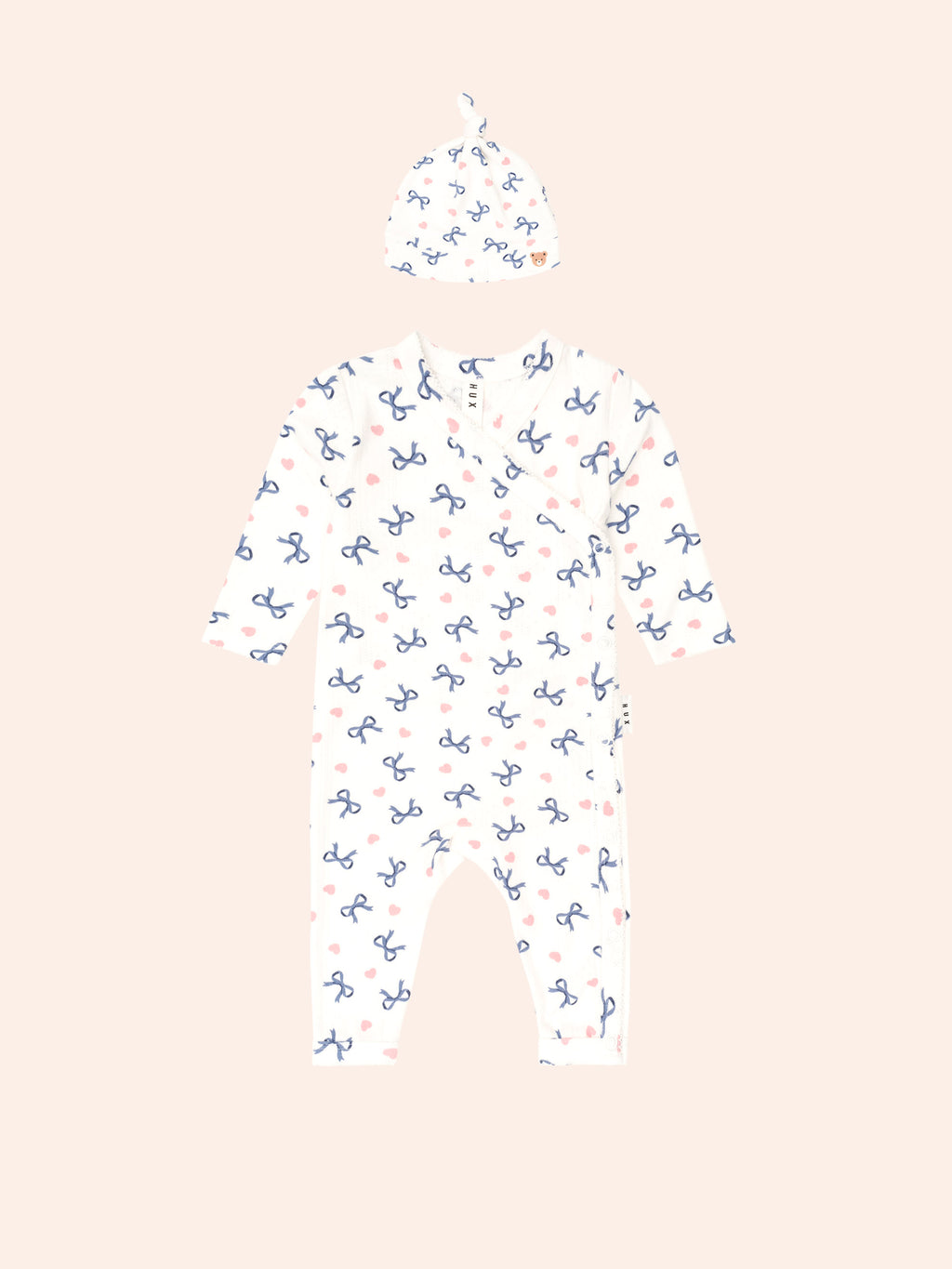 Huxbaby My First Hux Hearts and Bows Newborn Romper