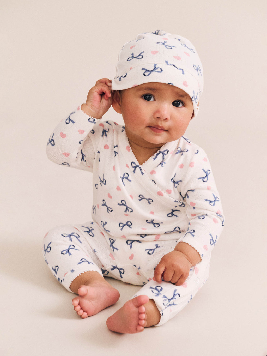 Huxbaby My First Hux Hearts and Bows Newborn Romper
