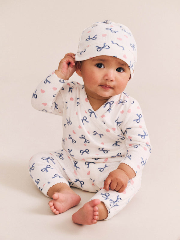 Huxbaby My First Hux Hearts and Bows Newborn Romper