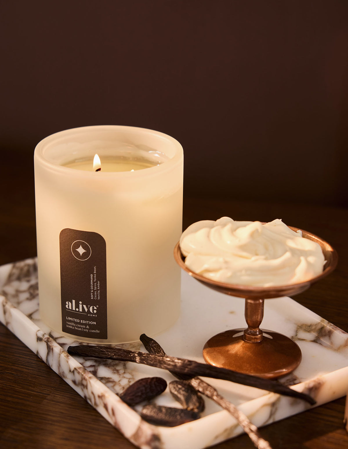 Al.ive Body Vanilla Cream & Tonka Bean Soy Candle