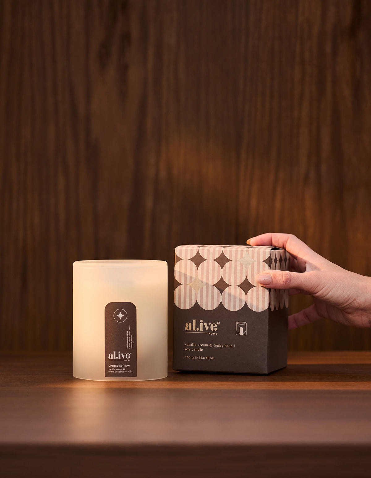 Al.ive Body Vanilla Cream & Tonka Bean Soy Candle
