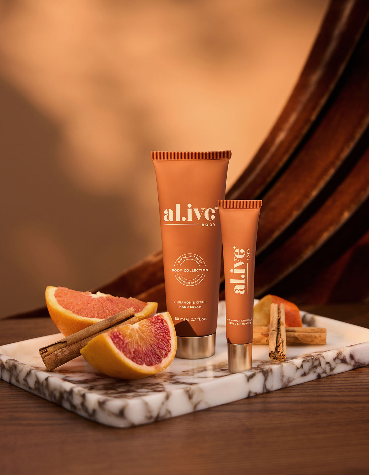 Al.ive Body Cinnamon & Citrus Hand & Lip Set
