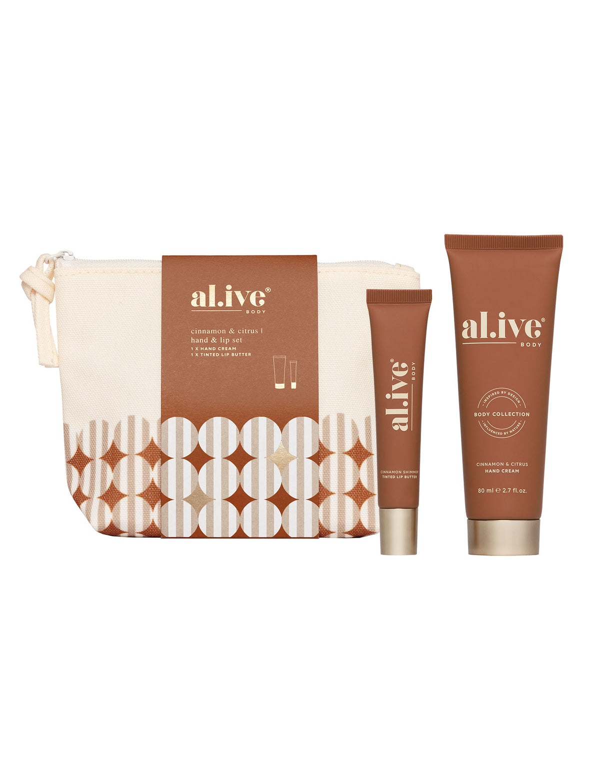 Al.ive Body Cinnamon & Citrus Hand & Lip Set