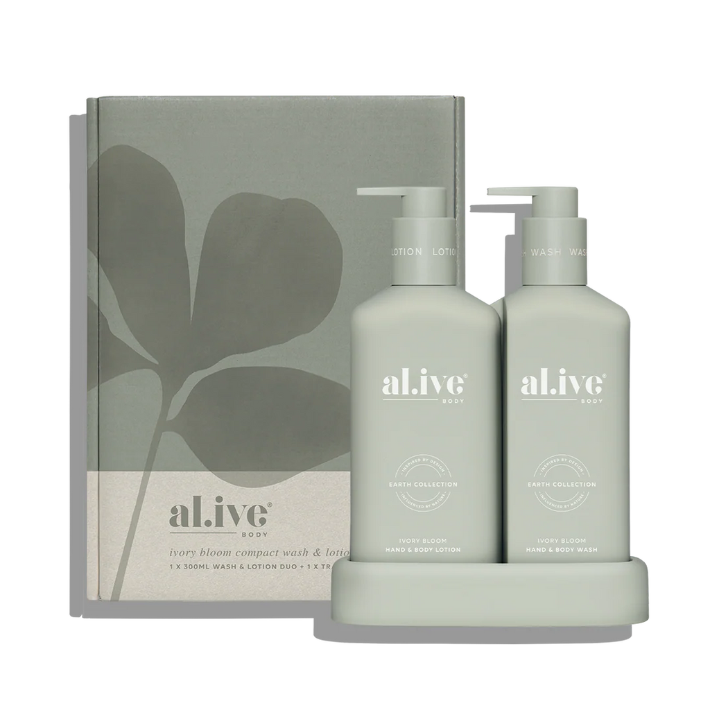Al.ive Body Compact Bathroom Duo, Wash + Lotion - Ivory Bloom LIMITED EDITION