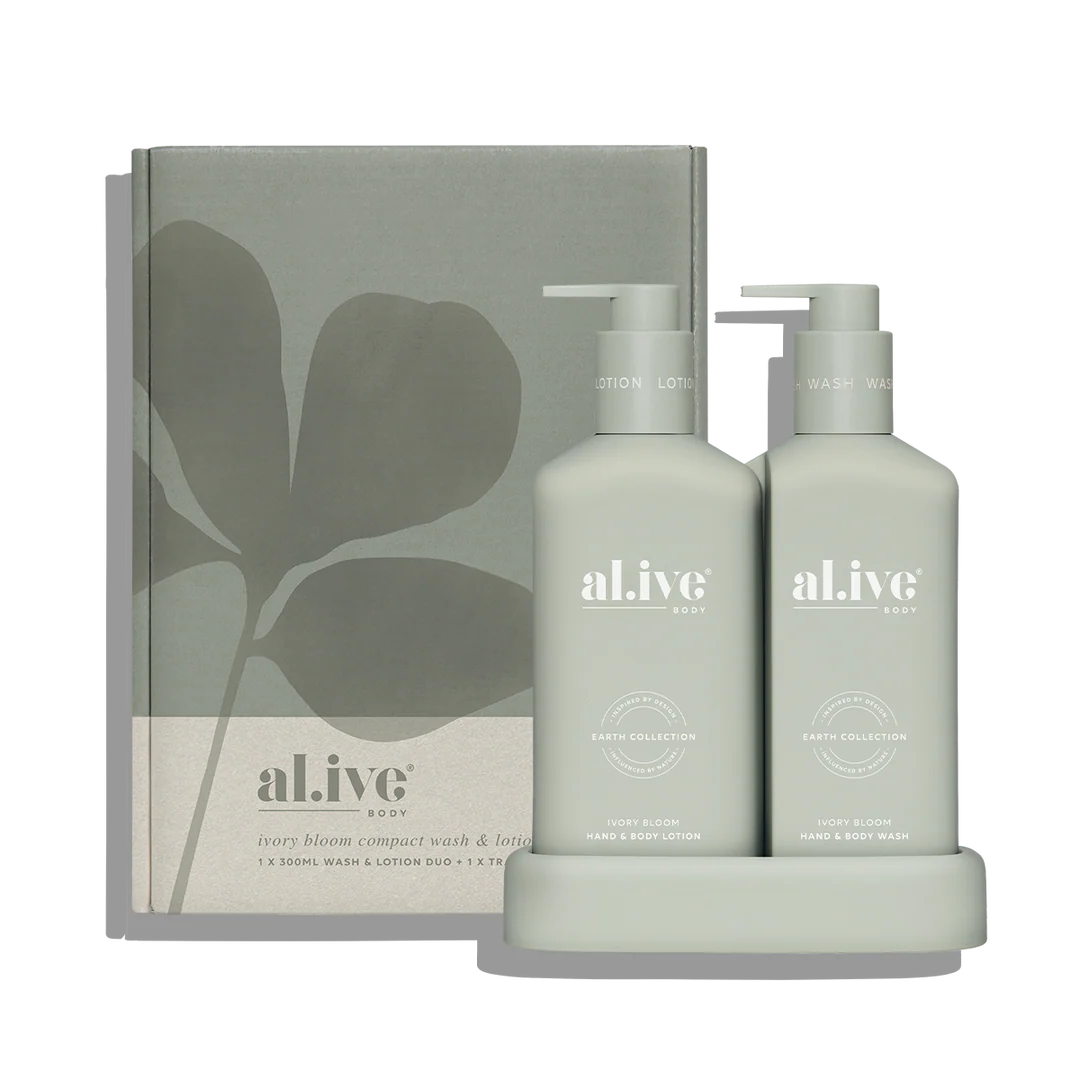 Al.ive Body Compact Bathroom Duo, Wash + Lotion - Ivory Bloom LIMITED EDITION