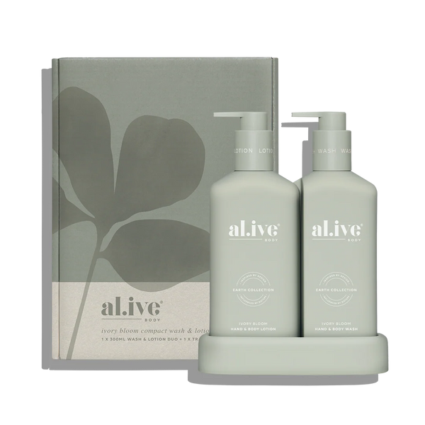 Al.ive Body Compact Bathroom Duo, Wash + Lotion - Ivory Bloom LIMITED EDITION