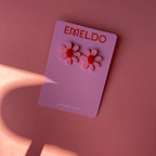 Emeldo Estelle Flower Earrings || Pink & Red