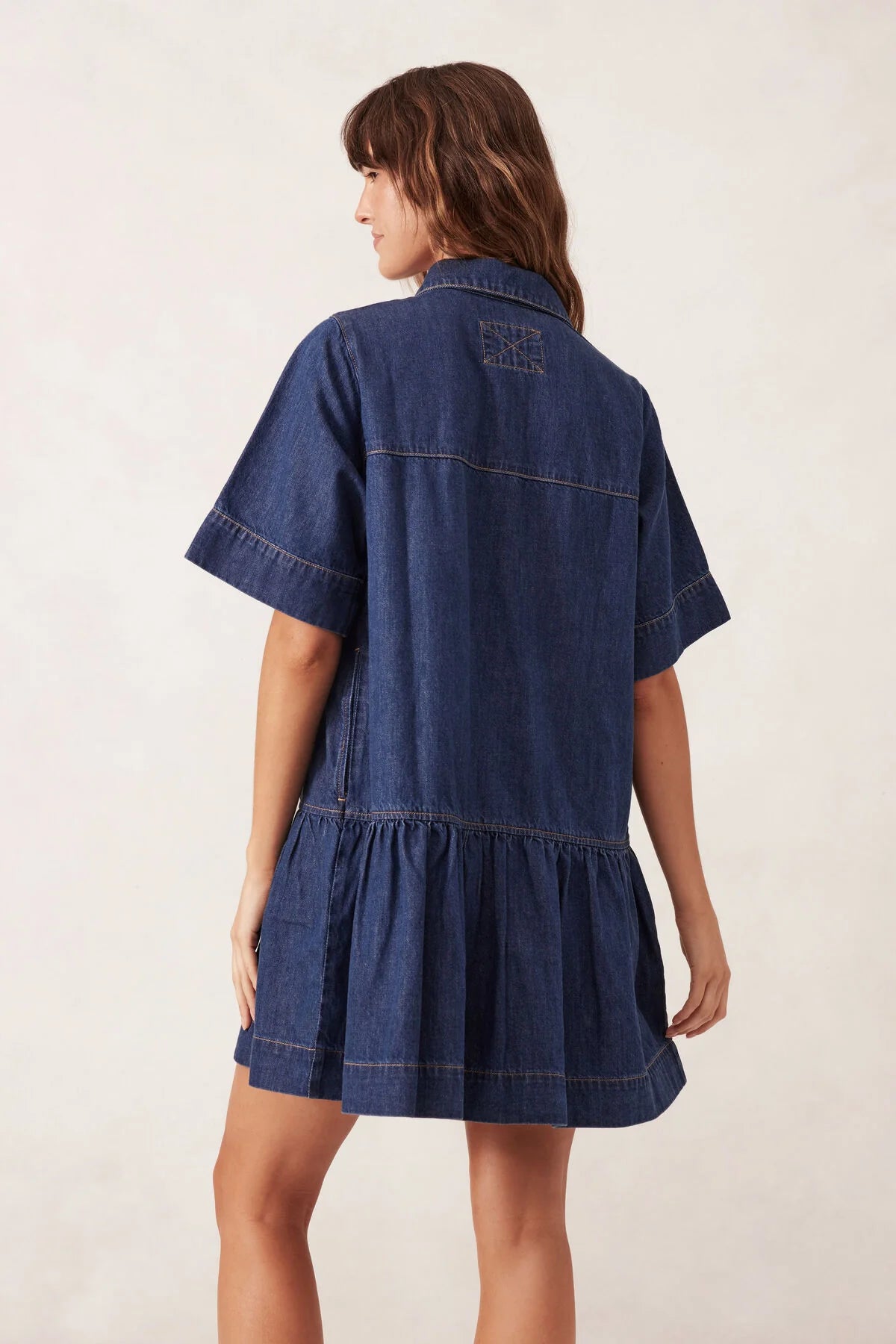Ceres Life - Short Sleeve Tiered Pocket Shirt Dress