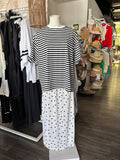 By Frankie Stripe Oversized Top & Dot Sheer Skirt Set