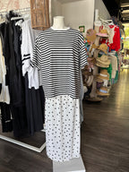 By Frankie Stripe Oversized Top & Dot Sheer Skirt Set