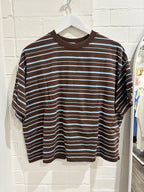 By Frankie Tee & Short Set Blue/ Brown Stripe