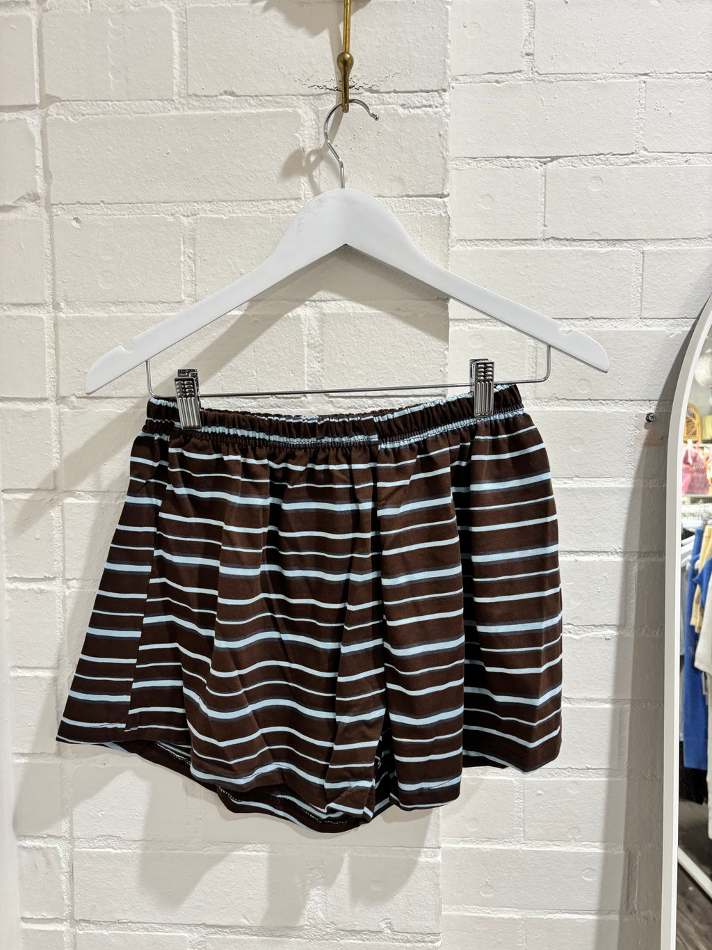 By Frankie Tee & Short Set Blue/ Brown Stripe