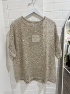 By Frankie Sequins Knit Oversized Tee - Assorted