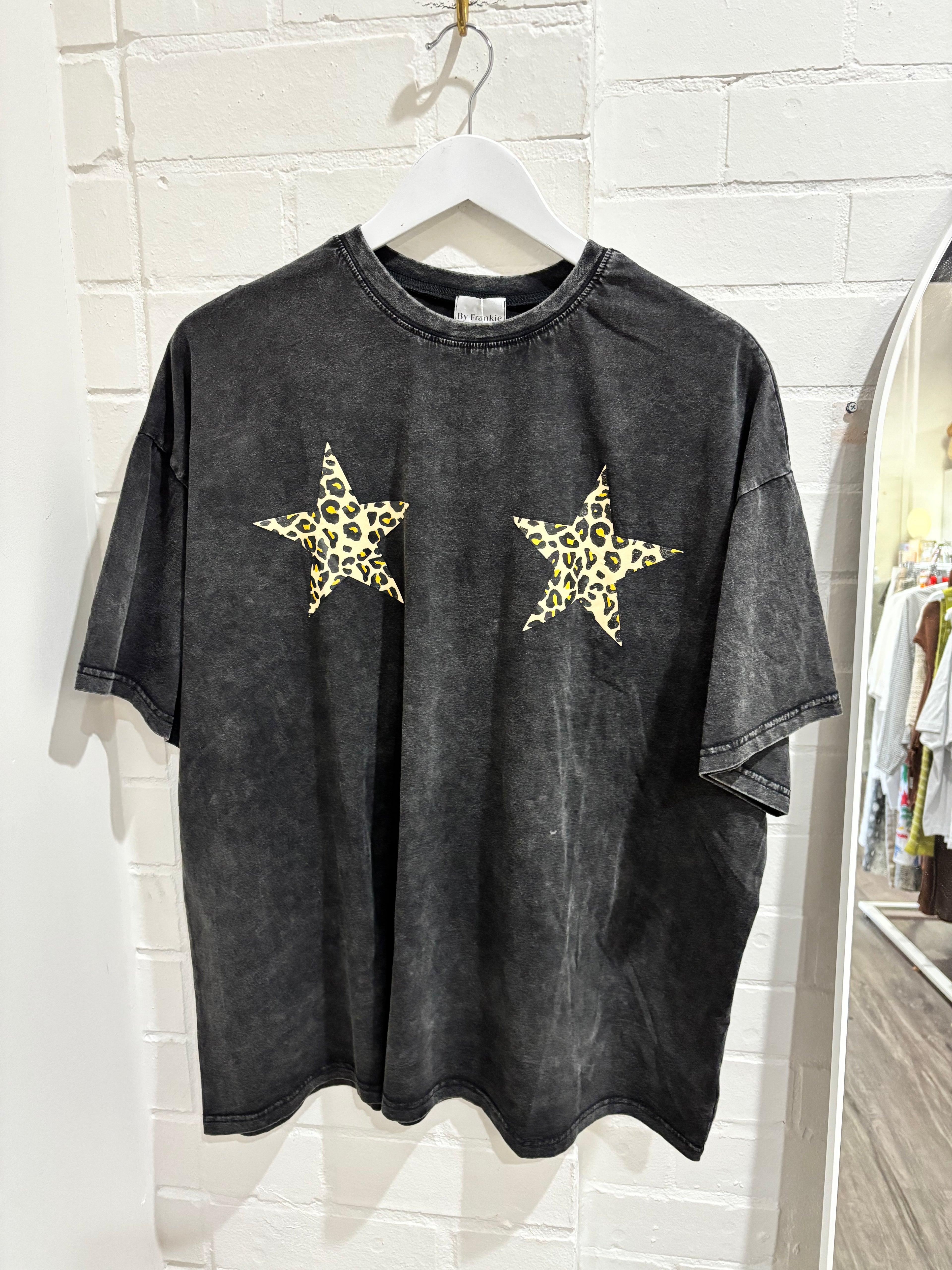 By Frankie Black Acid Wash Star Tshirt