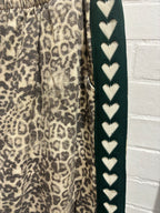 By Frankie Dark Green Heart Leopard Racer Jeans
