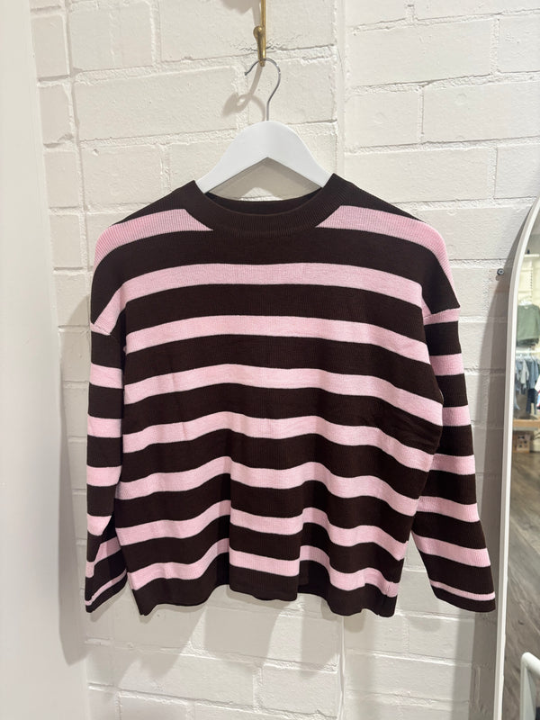 By Frankie Pink & Choc Stripe Knit Set