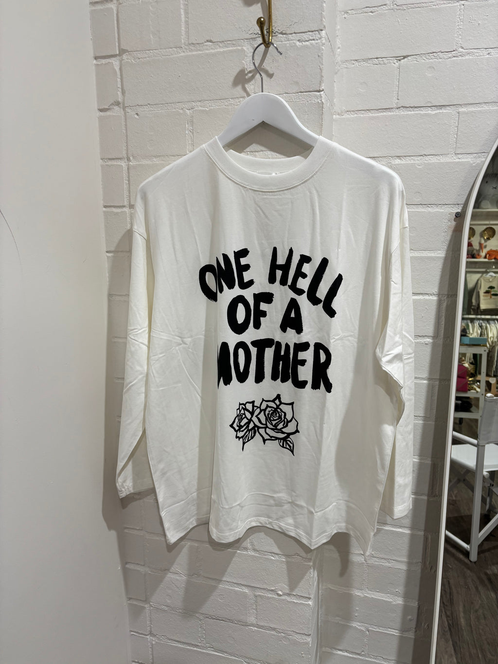 By Frankie One Hell of a Mother Long Sleeve Tee White