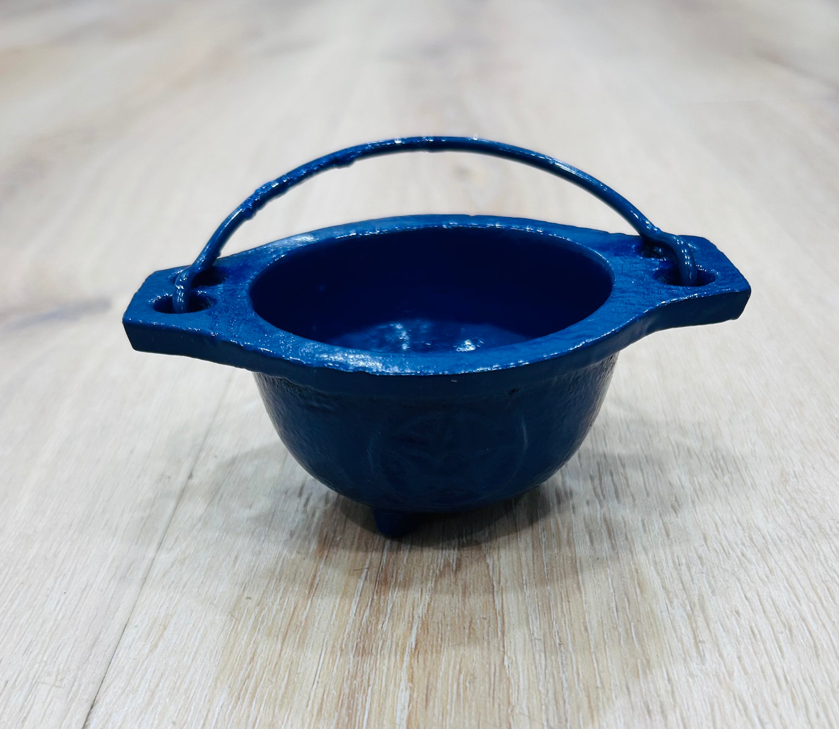 Pentacle Cast Iron Cauldron Blue