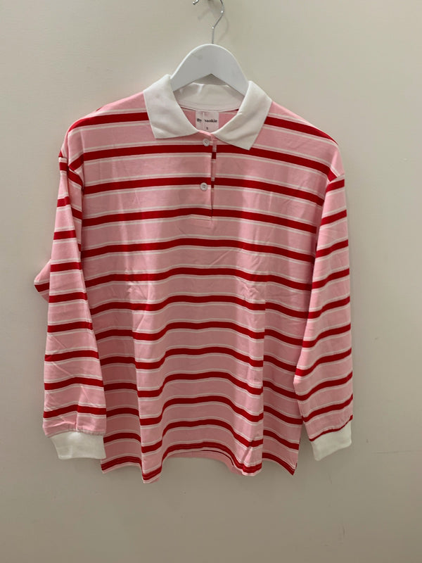 By Frankie - Red/Pink Stripe Rugby Jersey