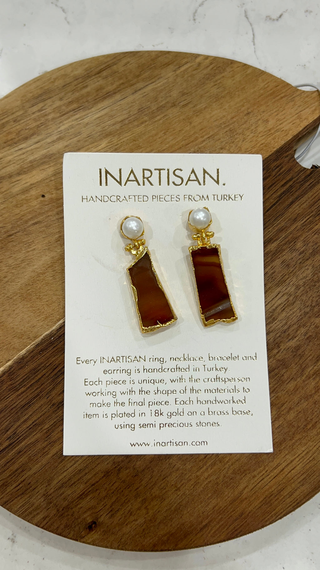 Inartisan Brown & Pearl Earrings