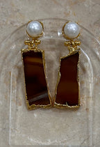 Inartisan Brown & Pearl Earrings