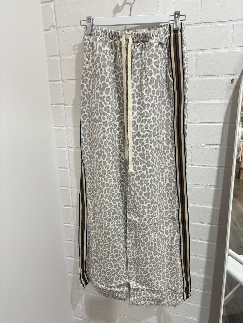 By Frankie Cream Leopard Stripe Pant