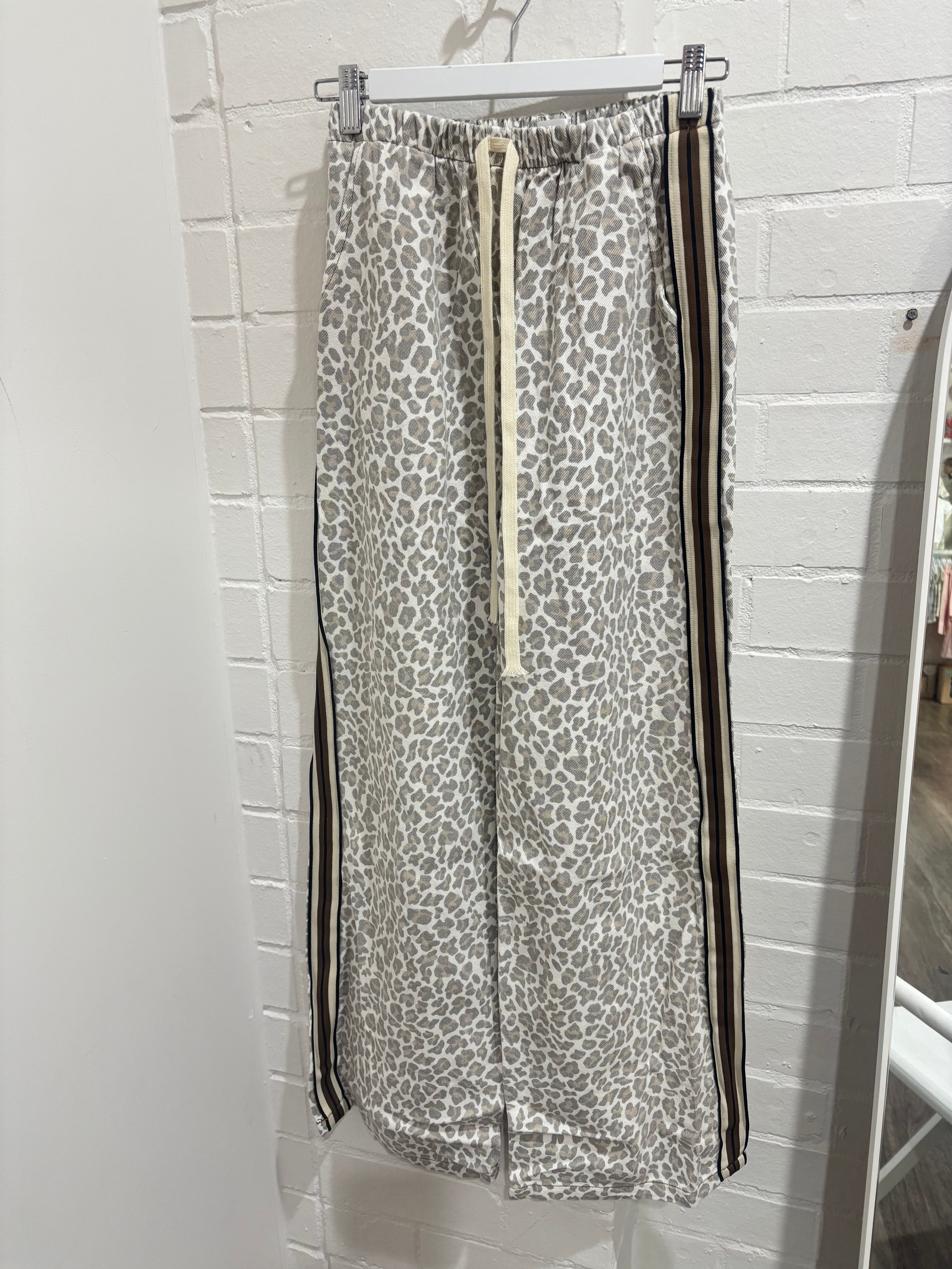 By Frankie Cream Leopard Stripe Pant