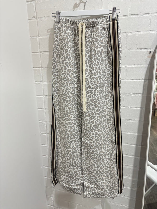 By Frankie Cream Leopard Stripe Pant