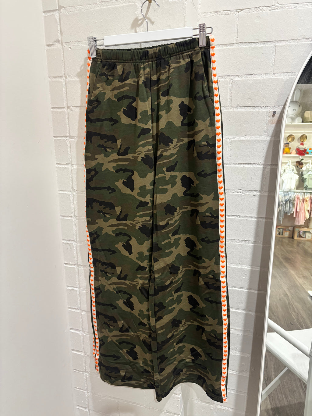 By Frankie Camo Orange Heart Sweat Pant