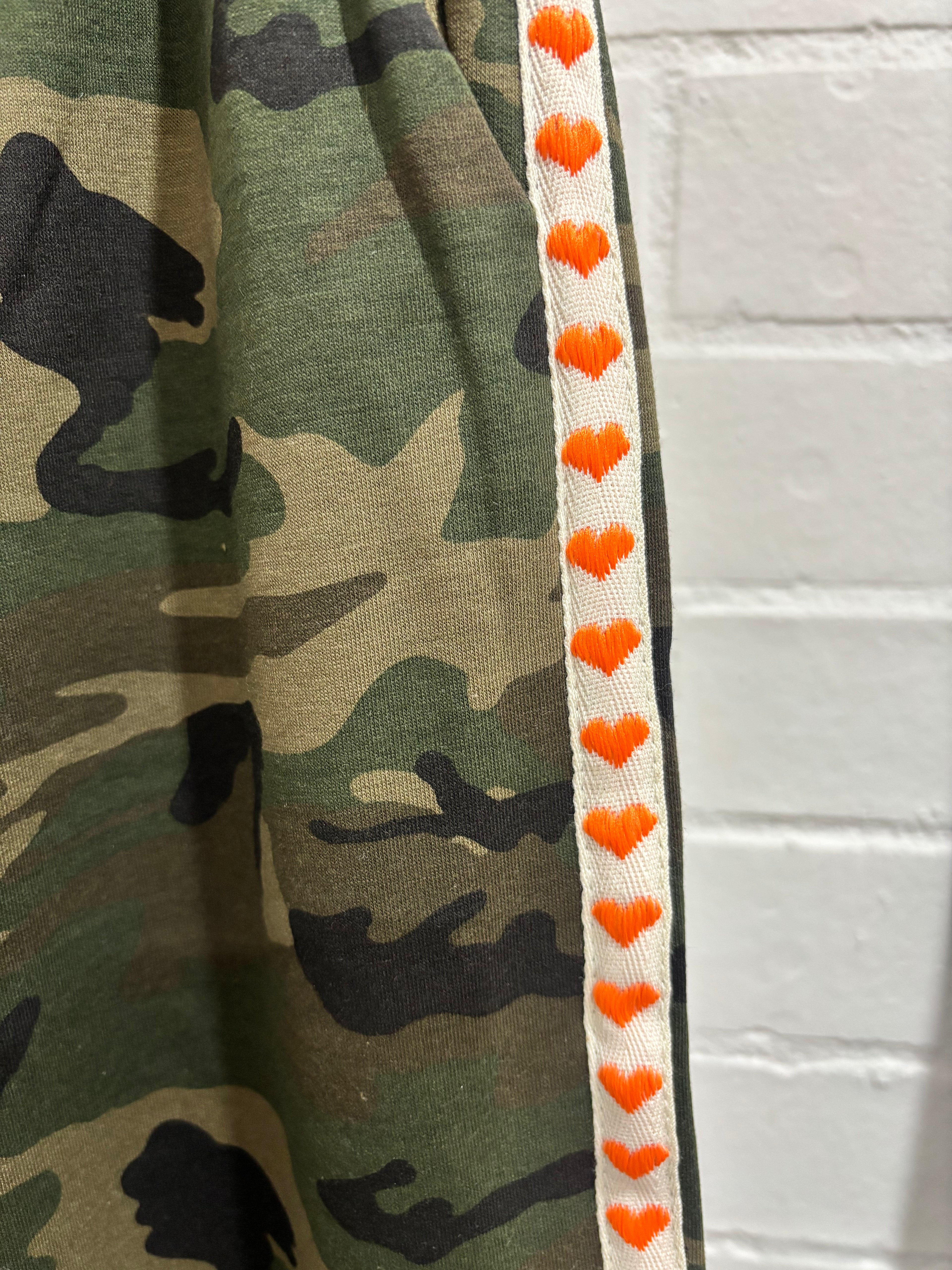 By Frankie Camo Orange Heart Sweat Pant