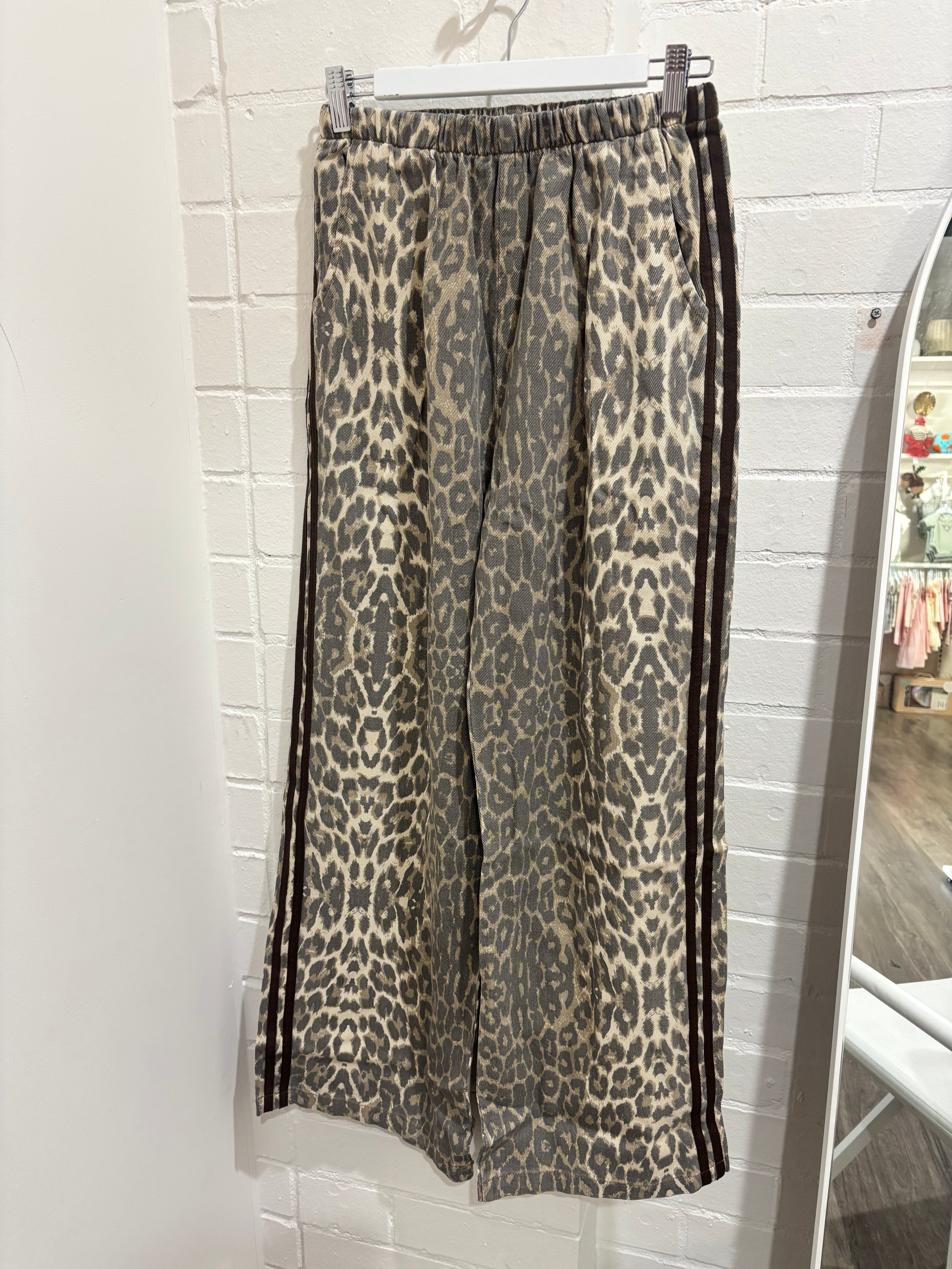By Frankie Leopard Choc Thin Stripe Racer Pant