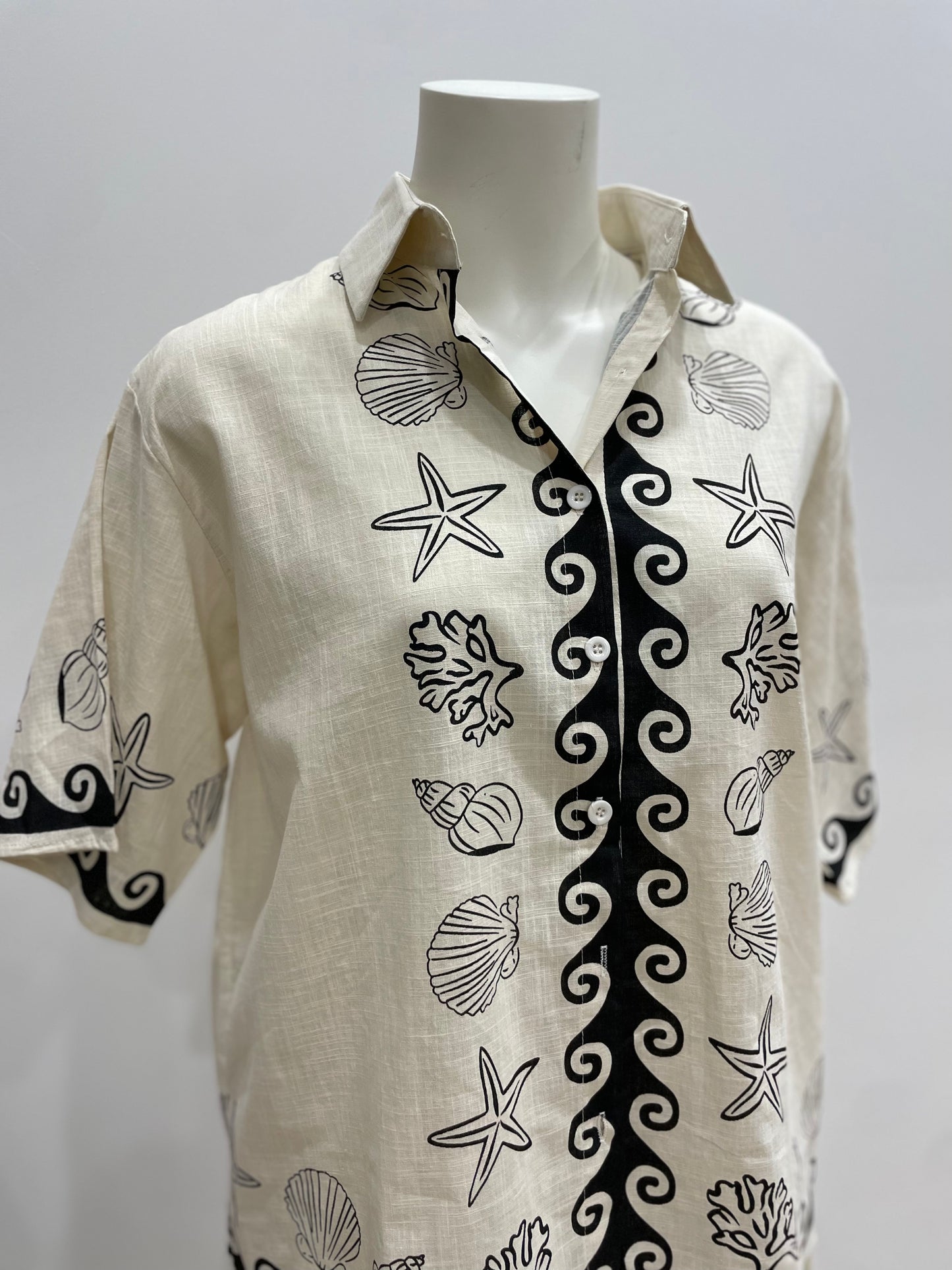By Frankie Button Up Shirt & Short Set - Beige Shell