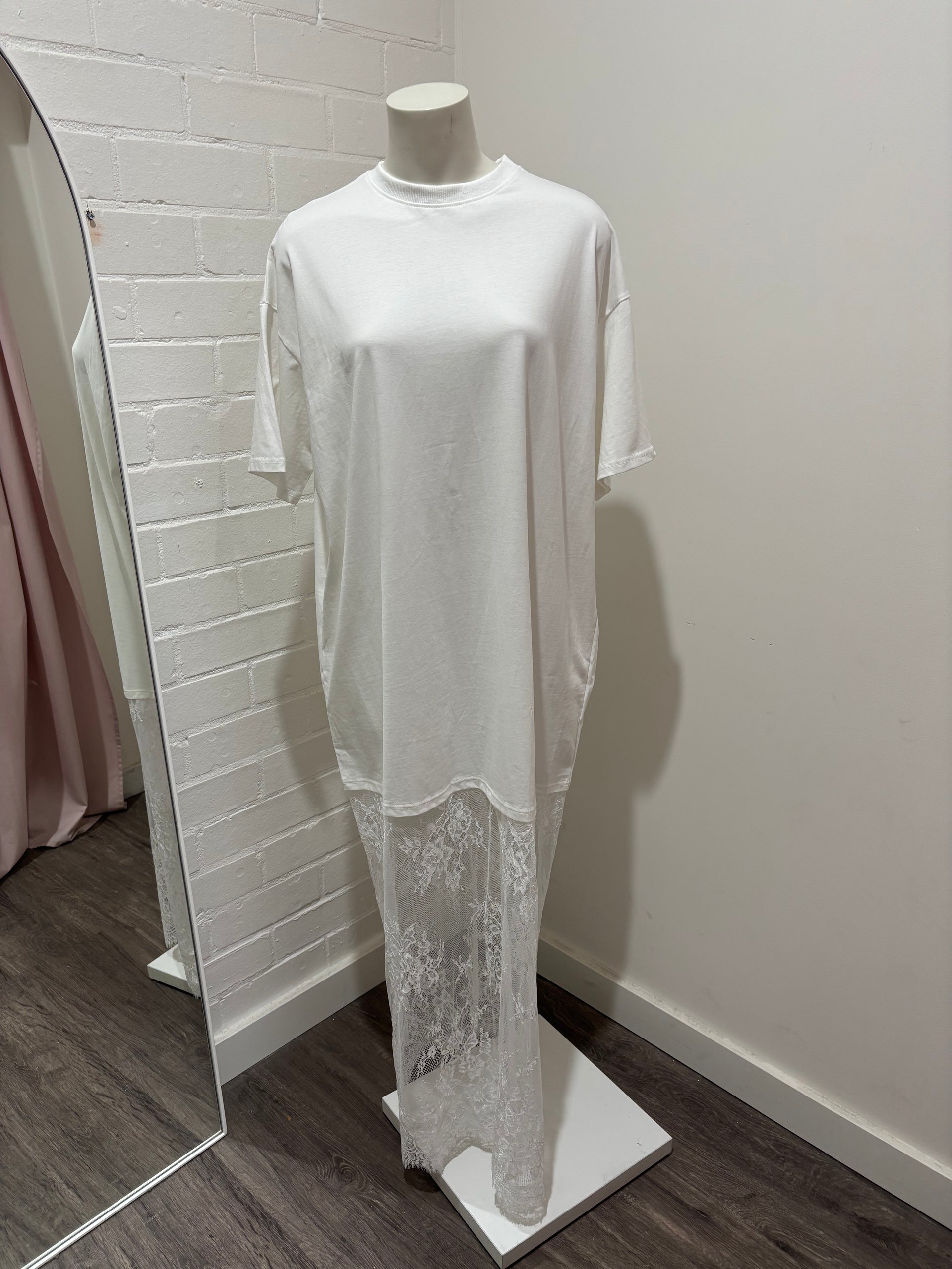By Frankie Oversized Tshirt Lace Dress