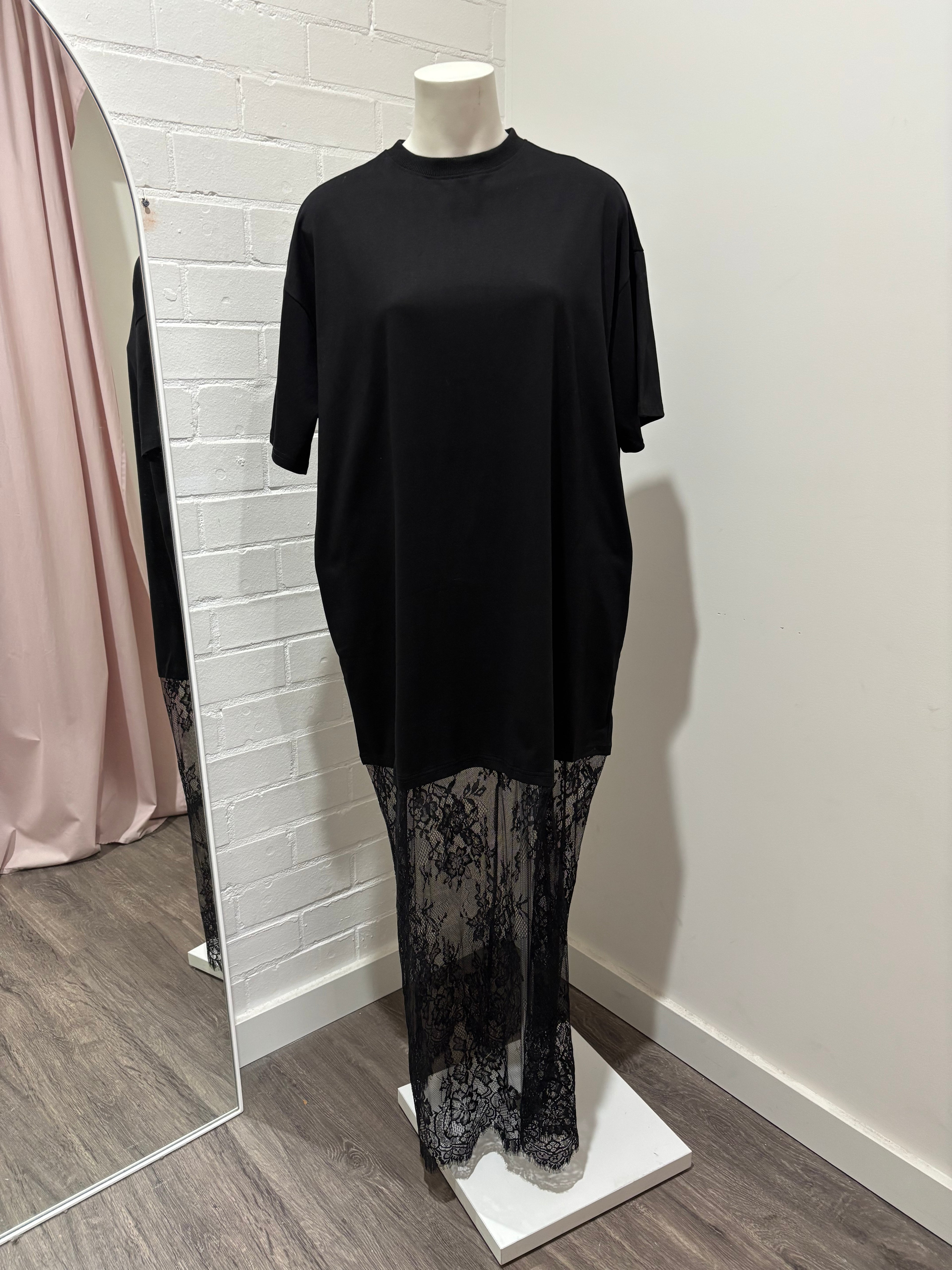 By Frankie Oversized Tshirt Lace Dress - Assorted