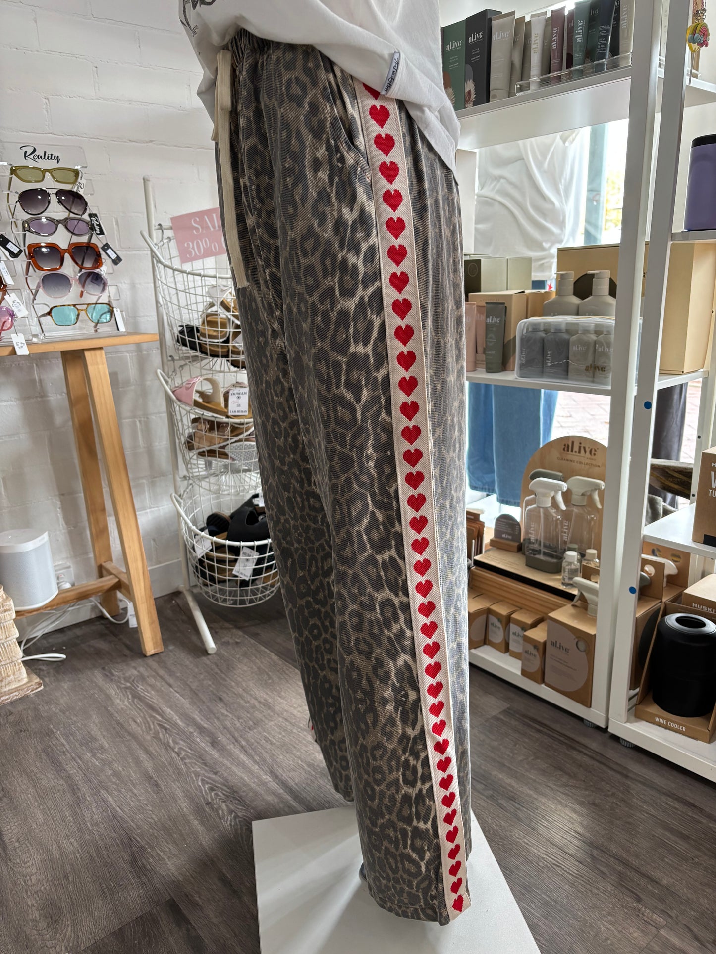 By Frankie Leopard Heart Racer Pant