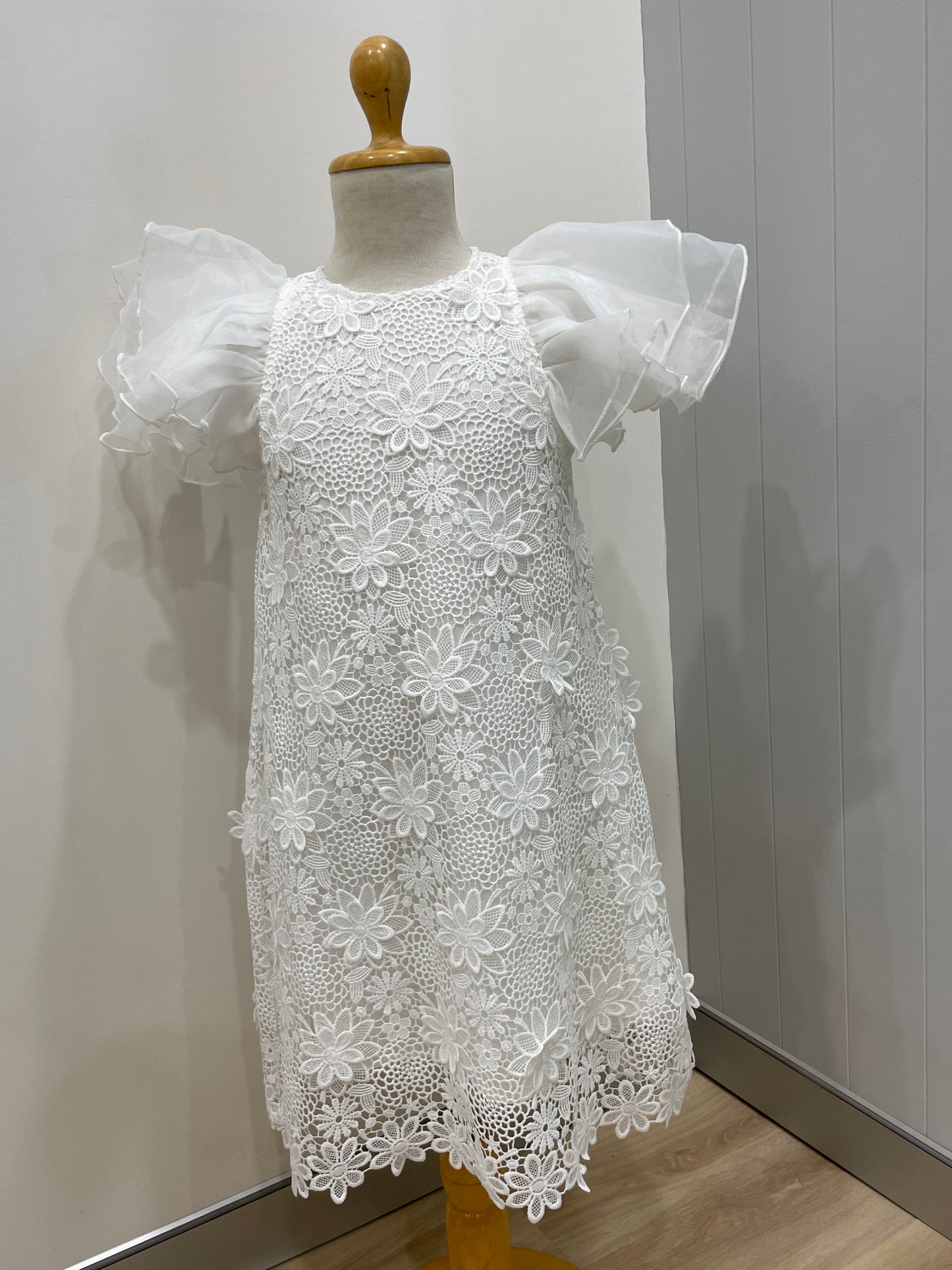 Petite Amalie Lace Dress with Organza Sleeves