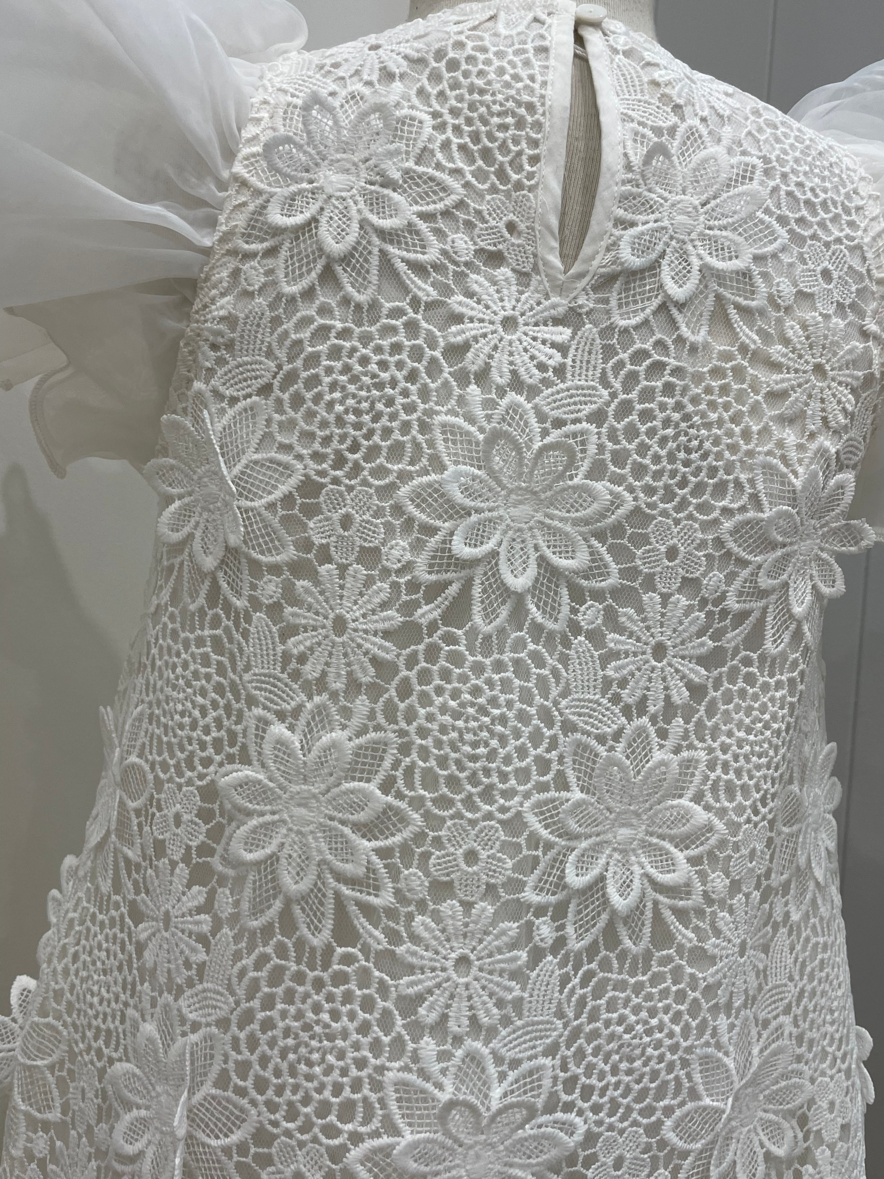 Petite Amalie Lace Dress with Organza Sleeves