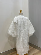 Petite Amalie White Applique Voile Bow Dress