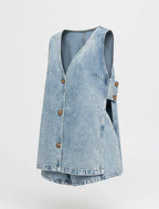 By Frankie Light Blue Denim Side Panel Short Set