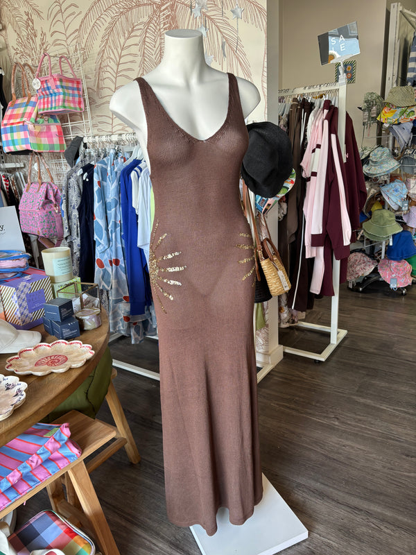 By Frankie Brown Sun Sequin Knit Maxi Dress