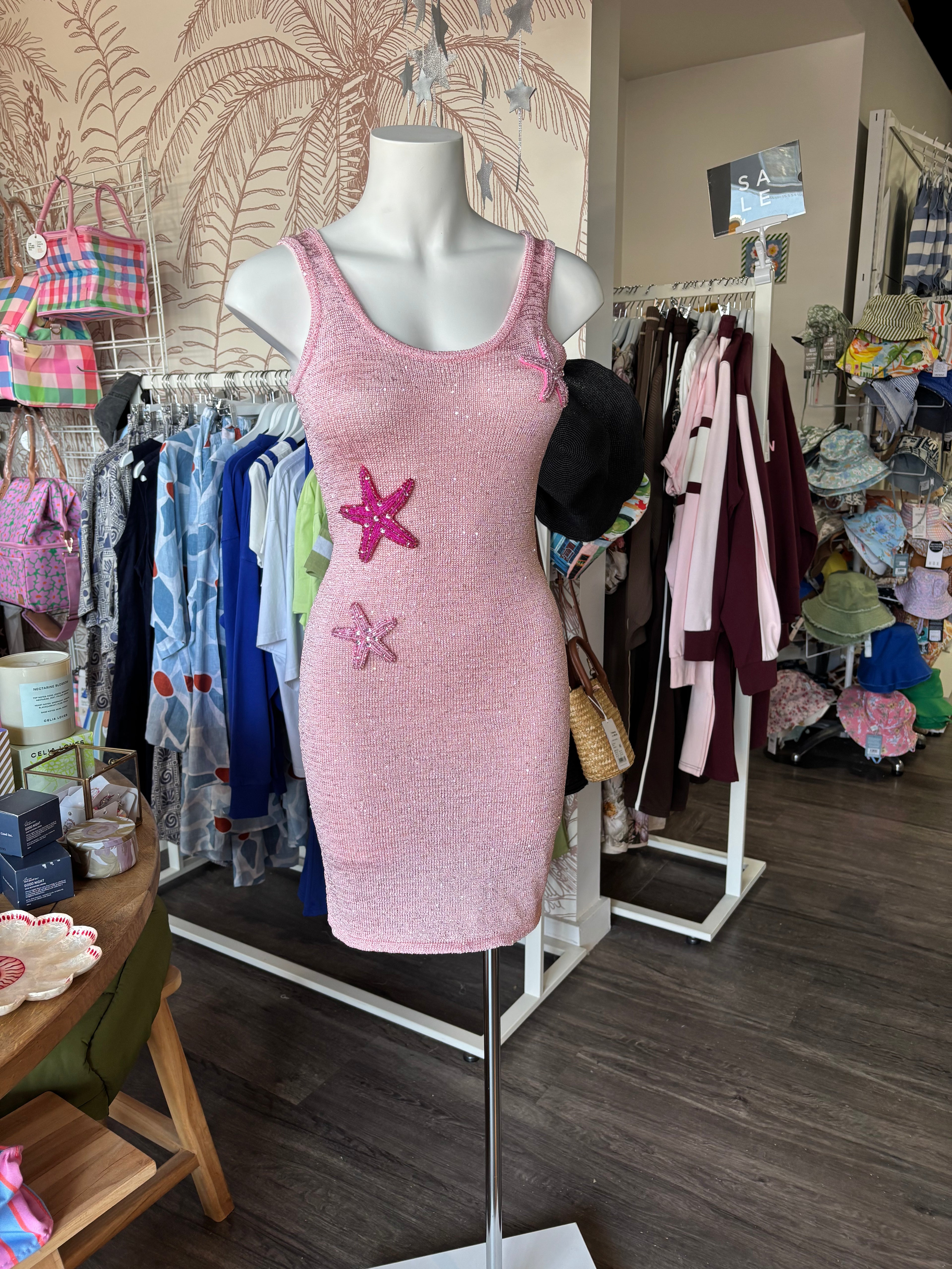 By Frankie Pink Starfish Short Knit Dress