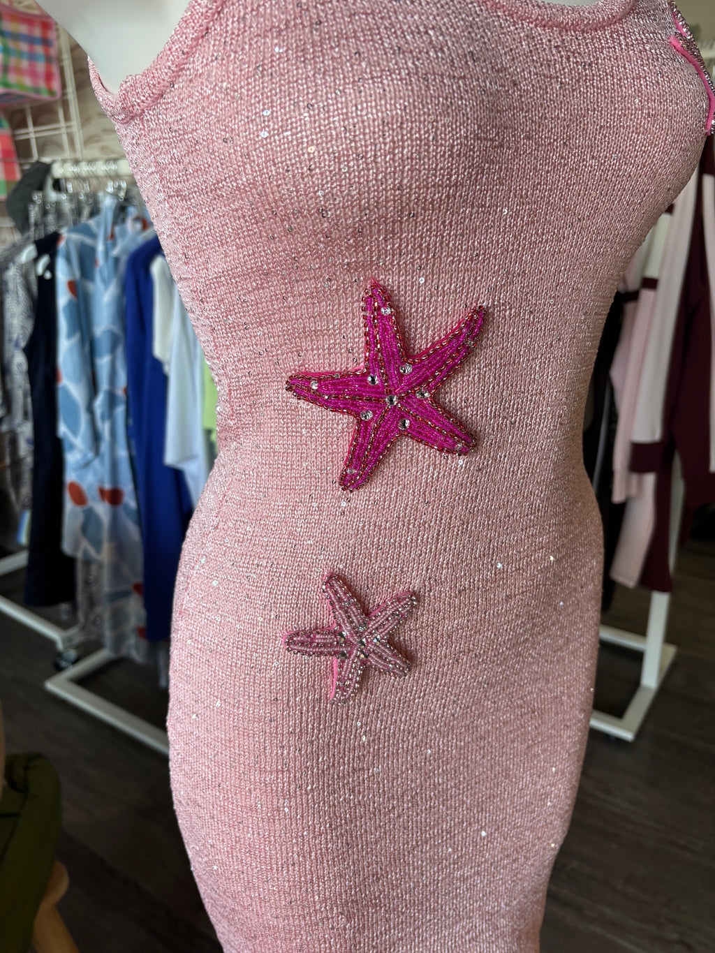 By Frankie Pink Starfish Short Knit Dress