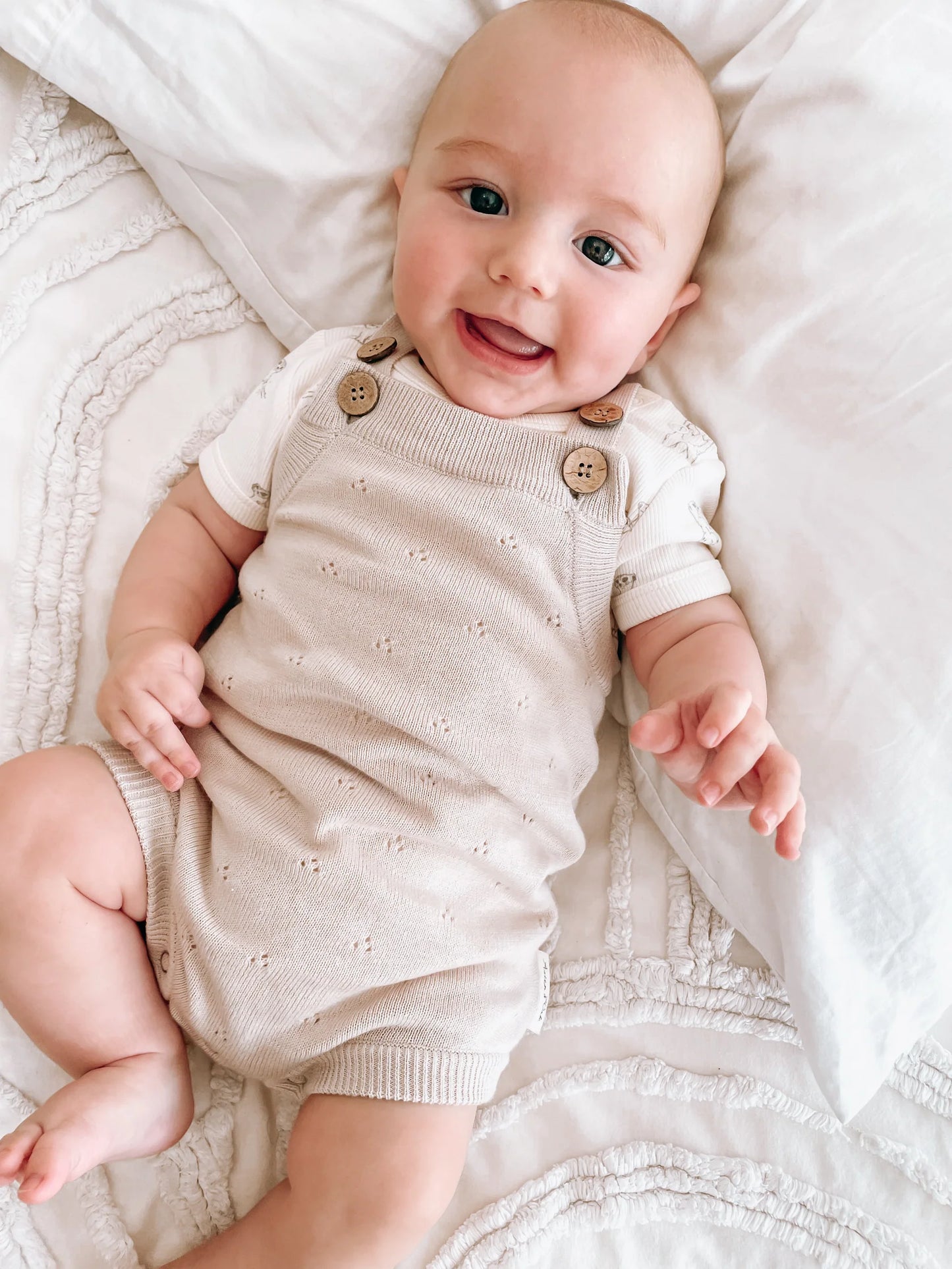 Aster & Oak - Oatmeal Pointelle Knit Romper